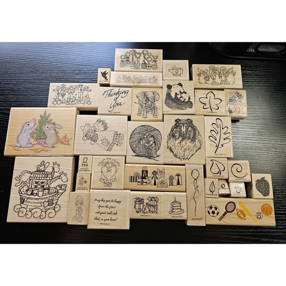 Stampin' Up! Other - Wooden Rubber Stamps Lot of 33 Variety of Sizes